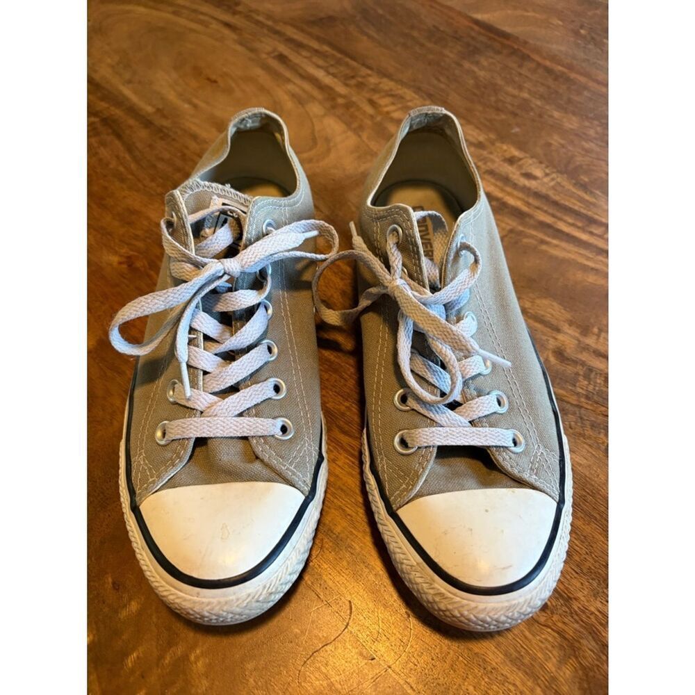 Converse All Star Sneakers Gray with Purple Plaid Double Tongue Womens 10 CLEAN!